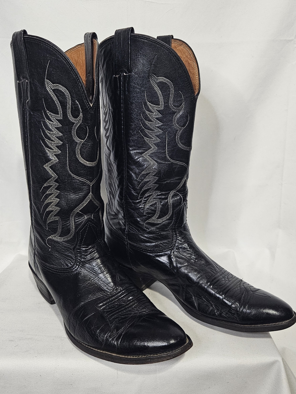 Vintage Nocona Men's 11D 11 US Black Leather Western Boots Pointed Toe USA 8517C